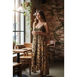 Volcom tribal print midi scarf sundress spaghetti strap Size M